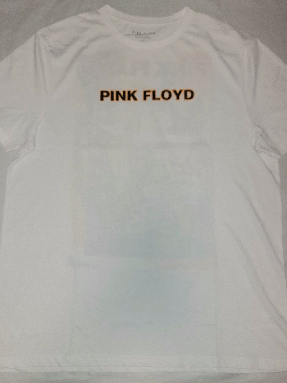Pink Floyd White Tee with Black Text and Gold Outline